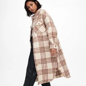NEW ONLY Lou Check Long Shacket Winter White